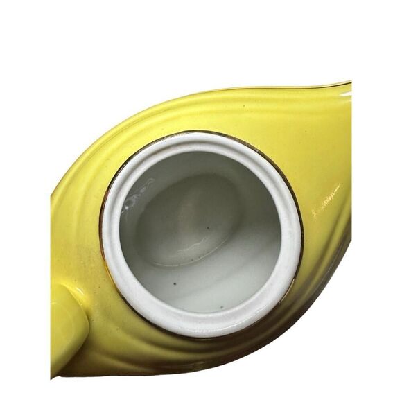 Vintage Hall Aladdin Teapot Canary Yellow with Gold Trim Includes Infuser #0679R - Picture 5 of 7